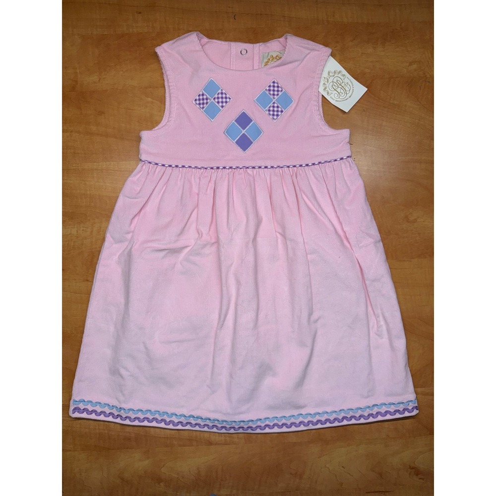 The Beaufort Bonnet Company Pink Corduroy Cindy Lou Dress Girls 5 Harlequin NEW